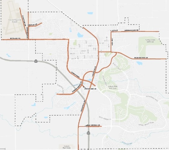 Map showing the approved truck routes in Lincoln.