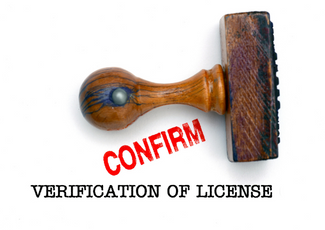 Confirmed stamp and verification of license.