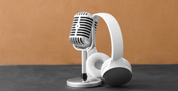 microphone and headphones on table