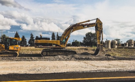 Backhoe on construction site