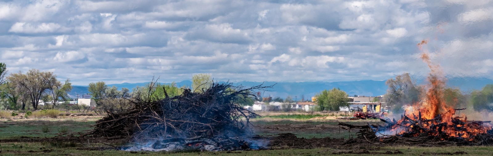 Controlled burn in rural area.