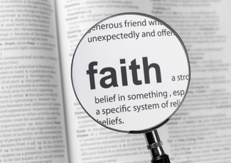 Word faith under magnifying glass.