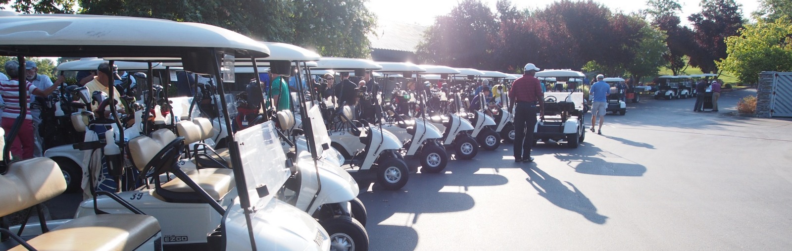 various golf carts lined up
