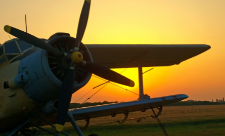 Plane with sunset