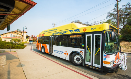 Placer County Transit bus at bus stop