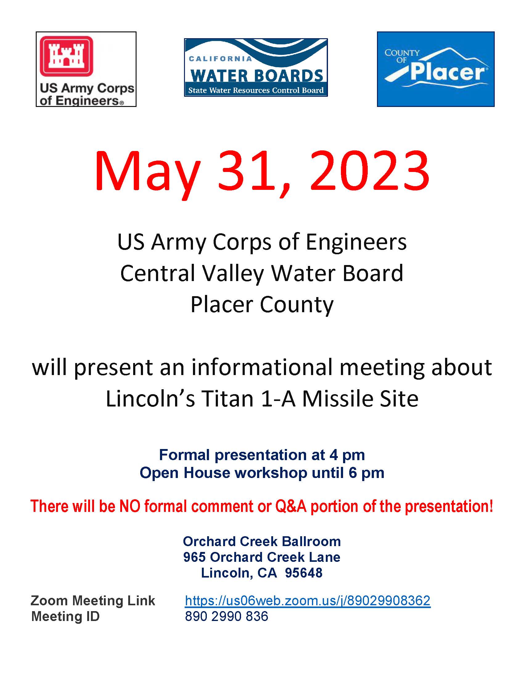 Titan Missile Community Meeting Flyer