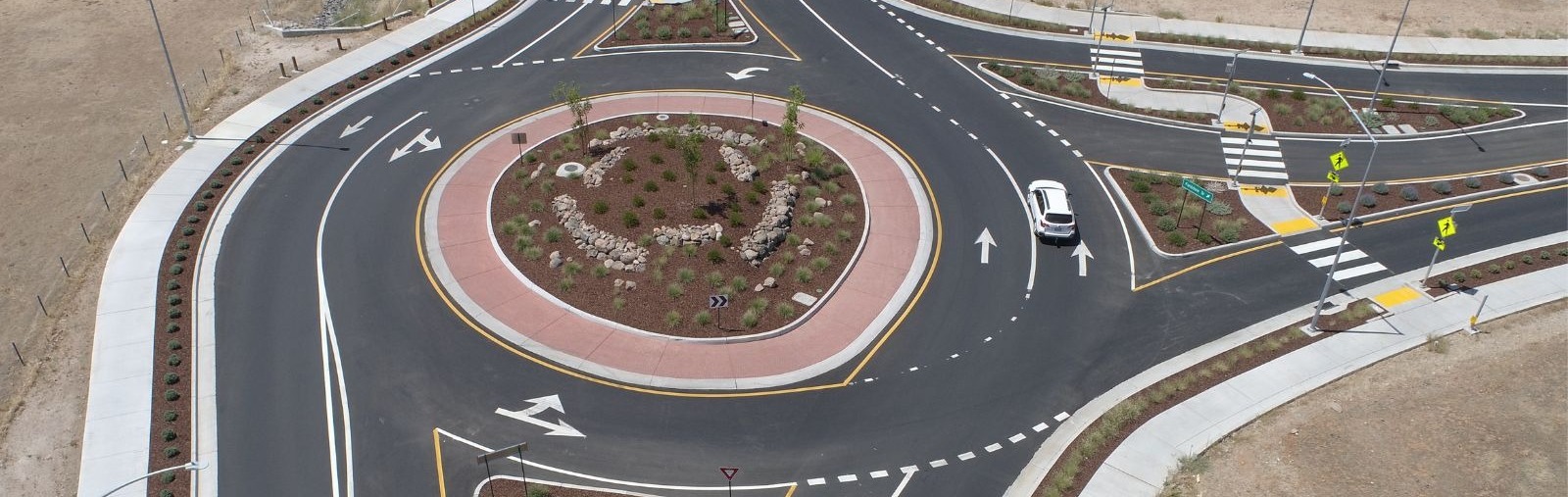 image of completed east joiner parkway roundabout