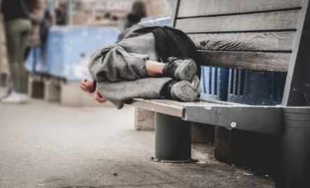 A man asleep on a bench