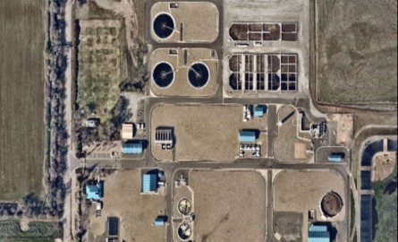 aerial image of wastewater treatment & reclamation facility
