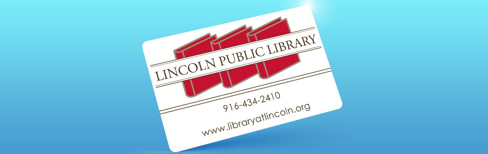 Lincoln Public Library card in front of blue background