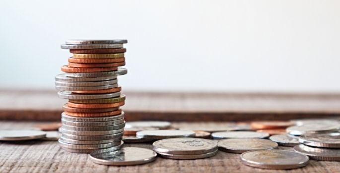 Coins stacked on a table