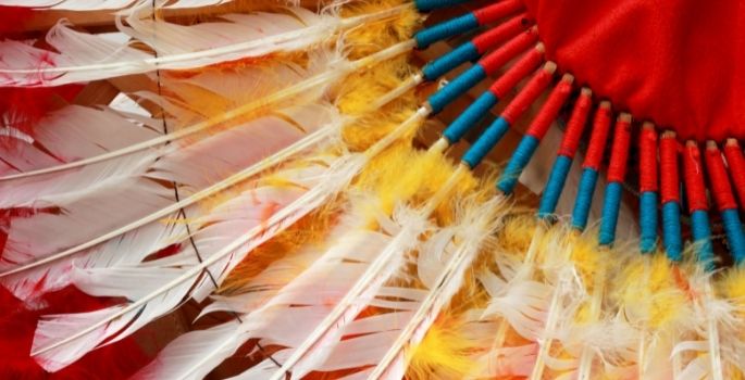 Detail of a traditional Native American headdress 