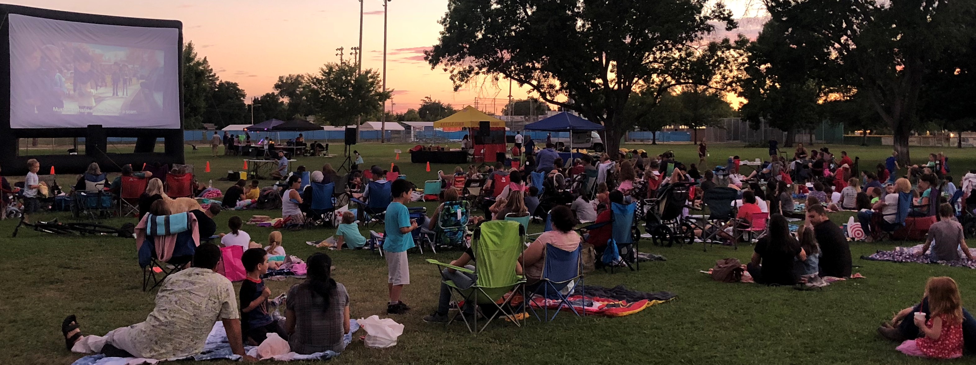 park space with people at a movie 