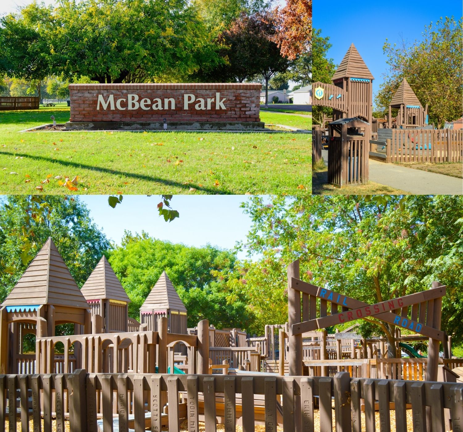 Photo collage of park on sunny day