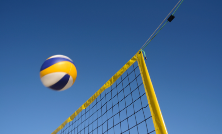 volleyball over net with hands