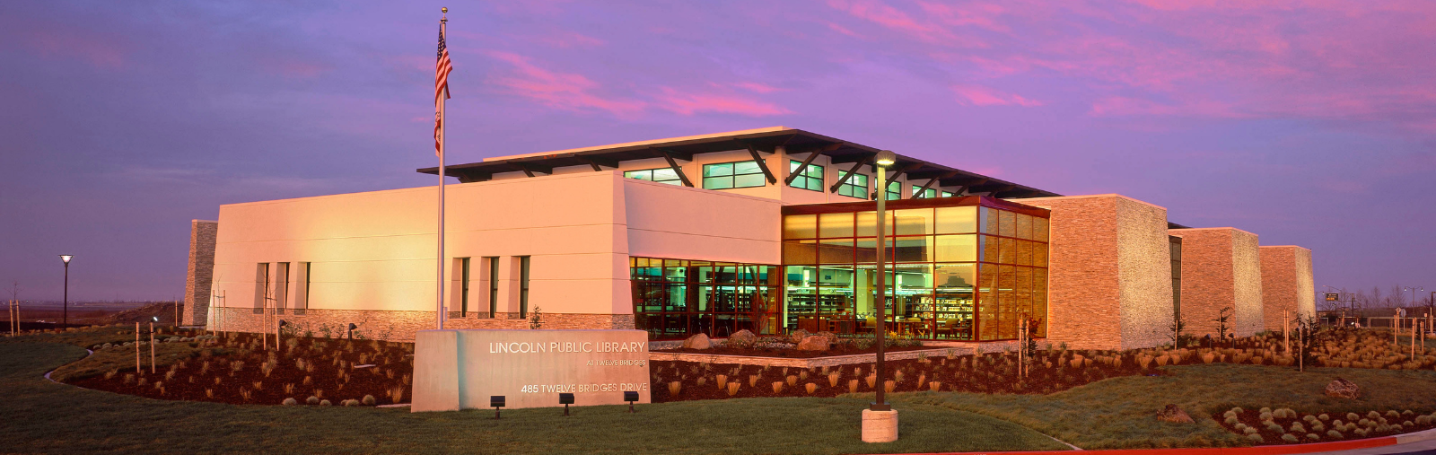 Exterior of the Twelve Bridges Library