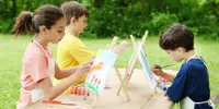 "Children making art"