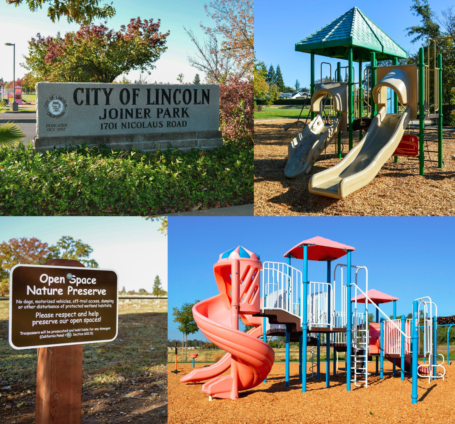 "Photo collage of park and trail during fall"
